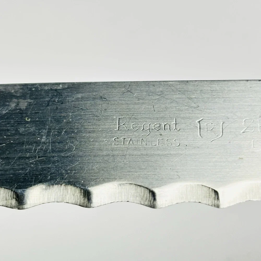 Vintage Sheffield England Regent Stainless Steel Knife White Handle‎ Serrated
